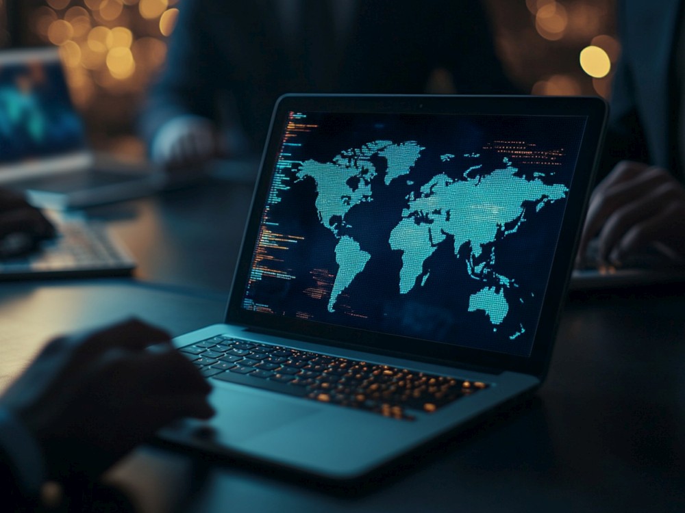 Global connectivity work on laptop 1000